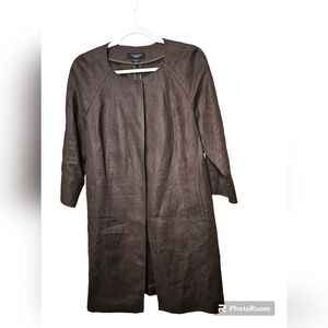 Talbots open front brown Irish linen jacket small